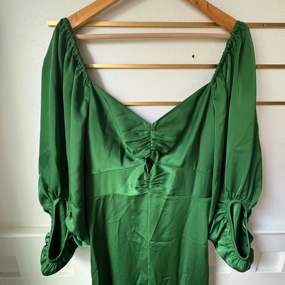 $795 NWT SACHIN & BABI Angelina Gown Emerald Green‎ Maxi Dress Slit V-Neck SZ 10 - Picture 4 of 10